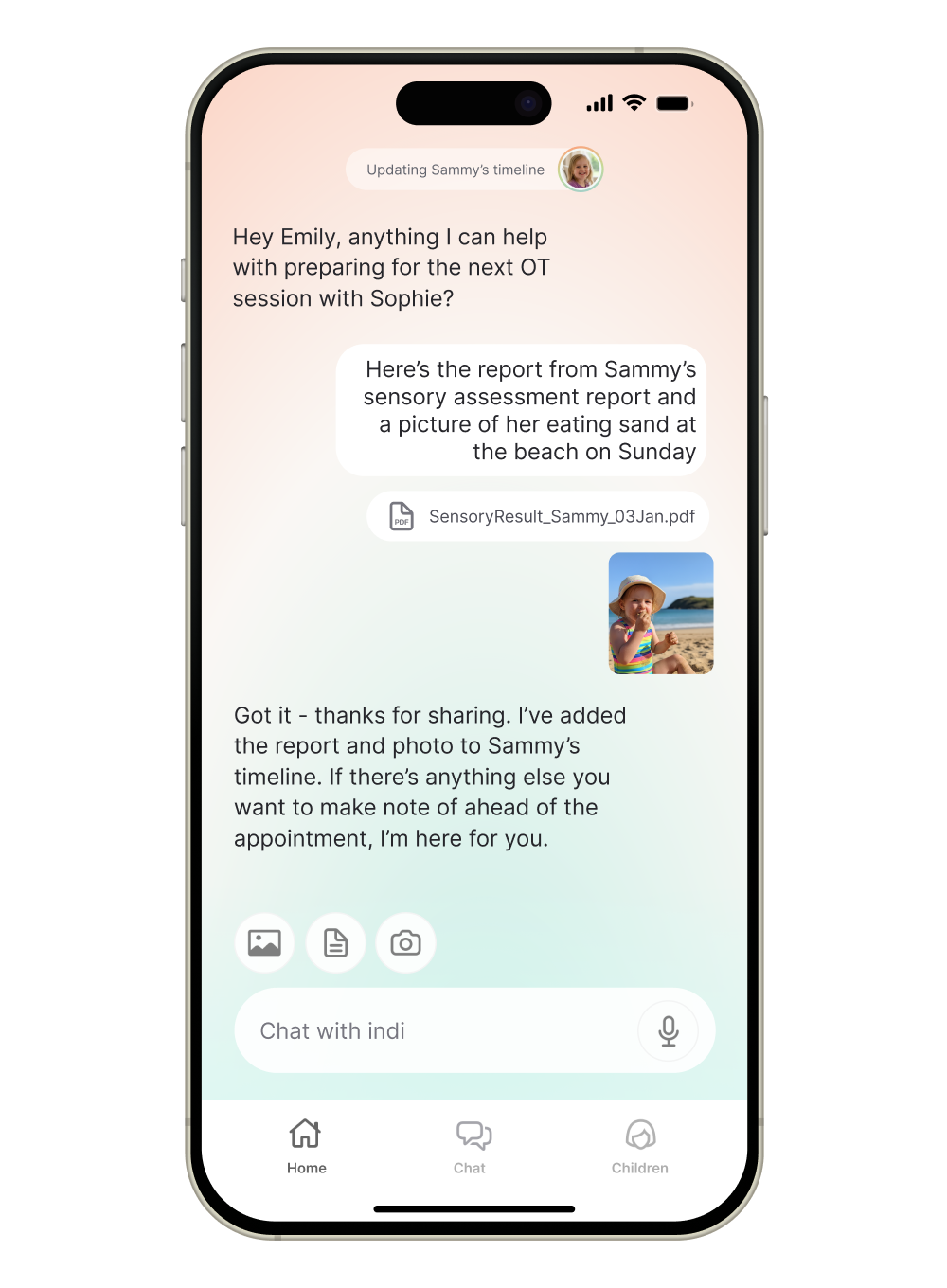 indi app chat interface